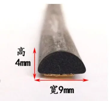 9 x 4mm 2 метра самоклеящейся двери шкафа окна EPDM полукруглая Противоударная и плоская уплотнительная лента - Цвет: 9 x 4mm