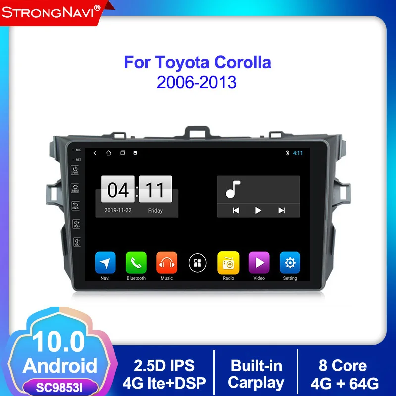 

Android 10.0 4G+64G DSP IPS Car Radio Multimedia Player GPS Navigation For Toyota Corolla E140/150 2006-2013 2din no DVD