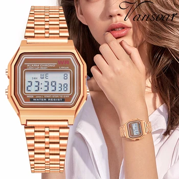 

Hot Fashion Women Female Men Quartz Watch Waterproof LED Digital Business Watches Gold Sport Wristwatches Gift Clock