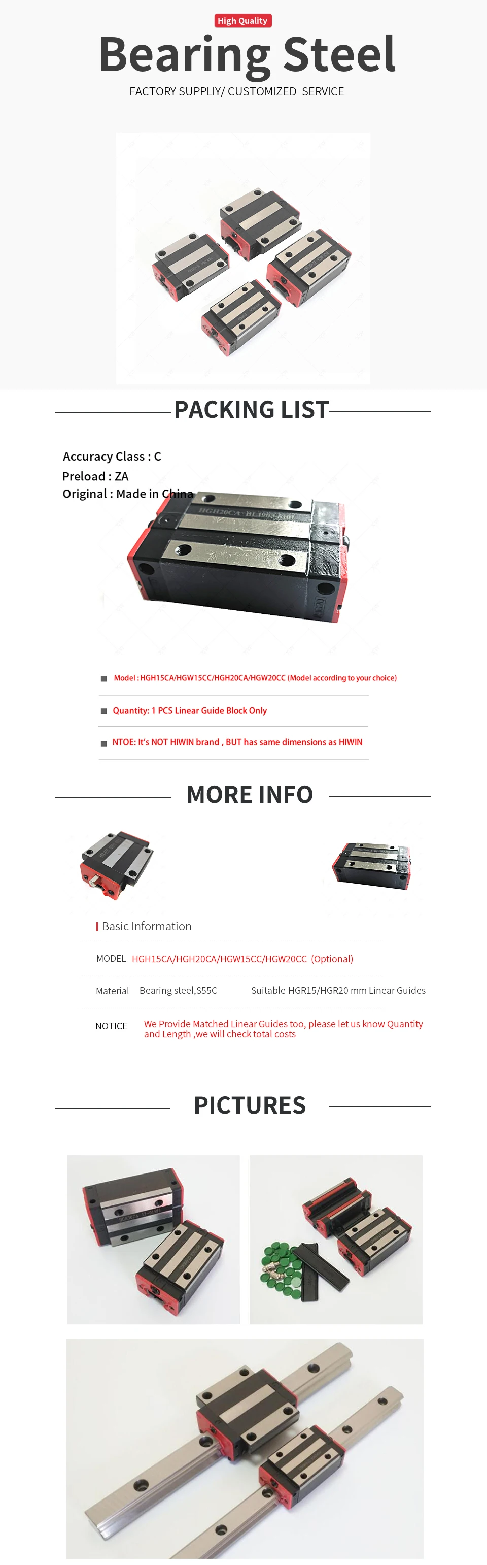 Free Shipping  Rail slider   HGH15CA HGW15CC carriages  HGH20CA HGW20CC Linear Guide block  for HGR15 HGR20 Rails CNC kits 6