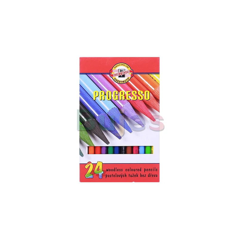 KOH-I-NOOR Progresso - 24 Woodless Coloured Pencils. 8758, 유성 컬러 리드 연필, 풍부한, 색소, 래커에 싸인 단색