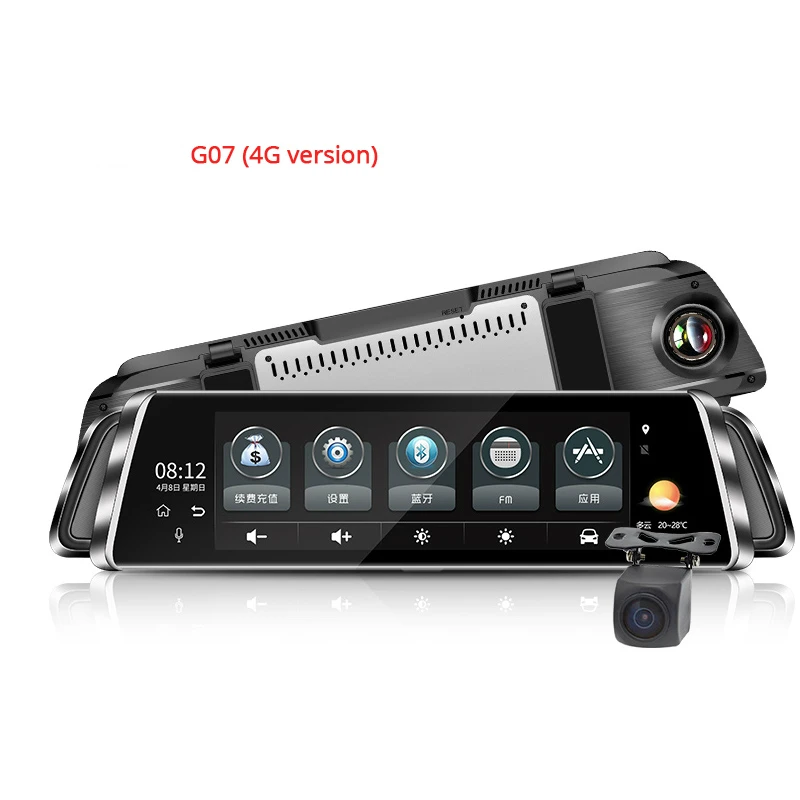 Автомобильный последователь 4G Android Dashcam Full HD 1080P зеркало заднего вида dvr видеорегистратор для автомобиля, Wi-Fi, ADAS для панели, GPS Камера 10 ''ips Сенсорный экран Видеорегистраторы для автомобилей - Название цвета: G07-4G