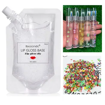 

2020 Lip Gloss Base Gel Vendor Clear Glossy Nude Glitter Kit Vegan Cruelty free Wholesale Moisturizing Lip Gloss DIY Tool 100ml