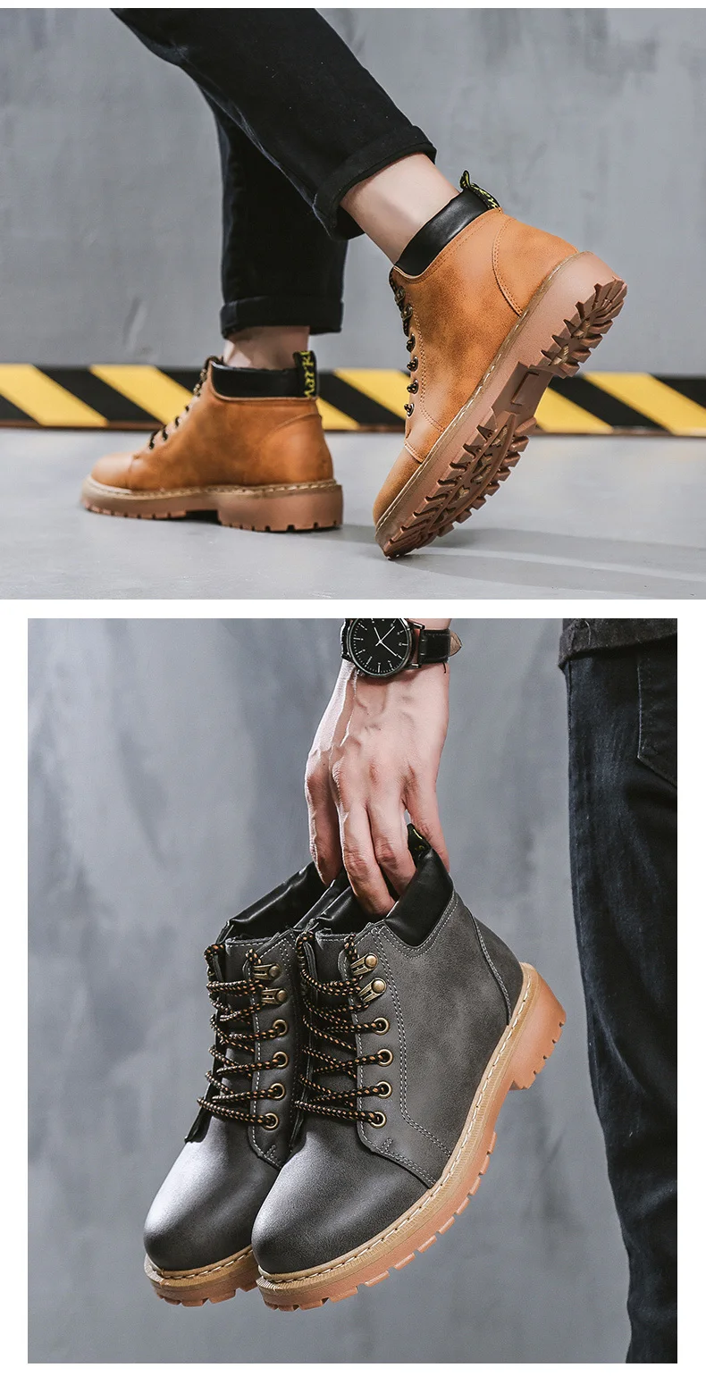 Мужская обувь для работы; ботинки с круглым носком; мужская повседневная многофункциональная защитная обувь; Ботинки martin; модные ботинки из искусственной кожи