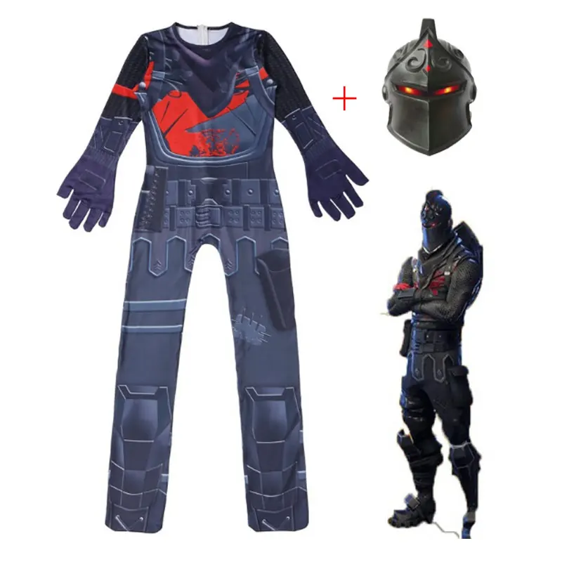 2020 Детский карнавальный костюм черного рыцаря зентай комбинезон маска на