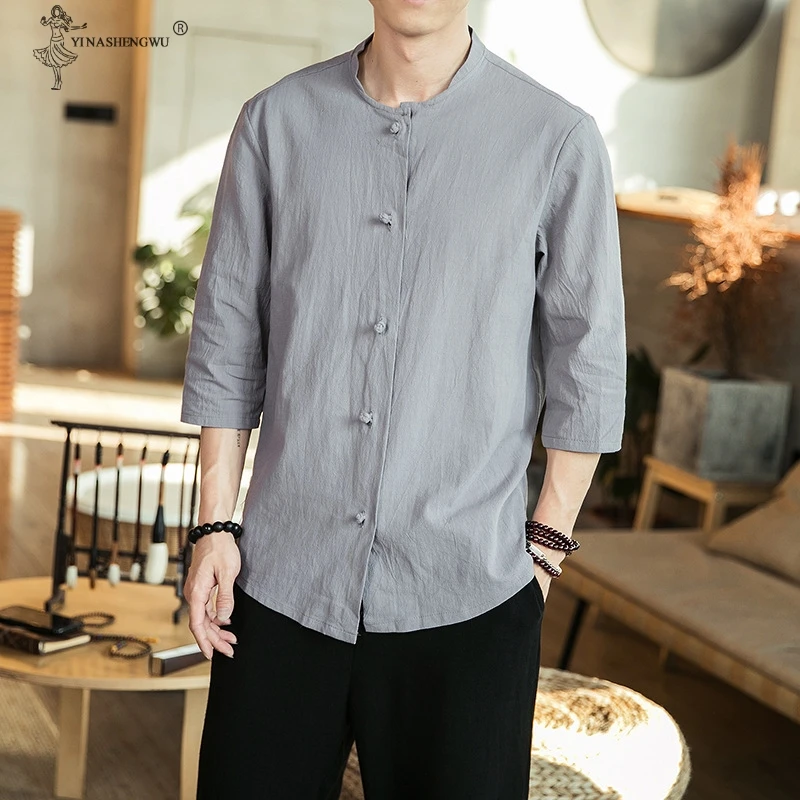 

Japanese Style Kimono Solid Color T-shirt Men Tops Harajuku Male Japan Harajuku Streetwear Fashion Short Sleeves T-shirt Costume