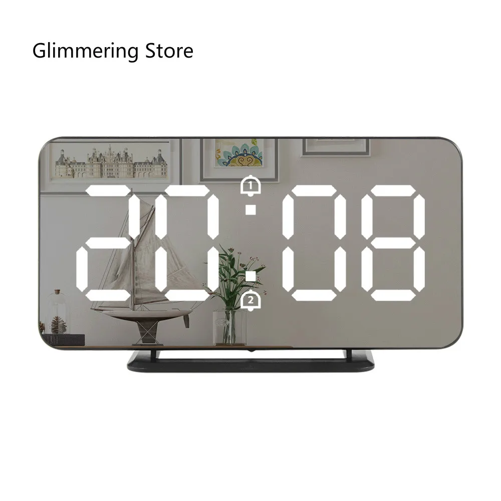 Digital LED Alarm Clock Snooze Display Time Night Led Table Desk USB Charger Ports For Androd Phone Alarm Mirror Clock
