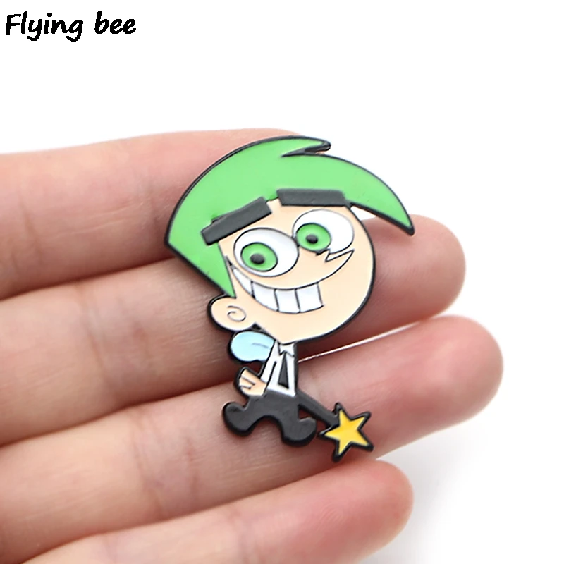 Flyingbee довольно оддродителей брошь и булавка мультфильм Красивые шпильки эмаль шпильки Нагрудный значок броши на булавке для женщин мужчин X0437