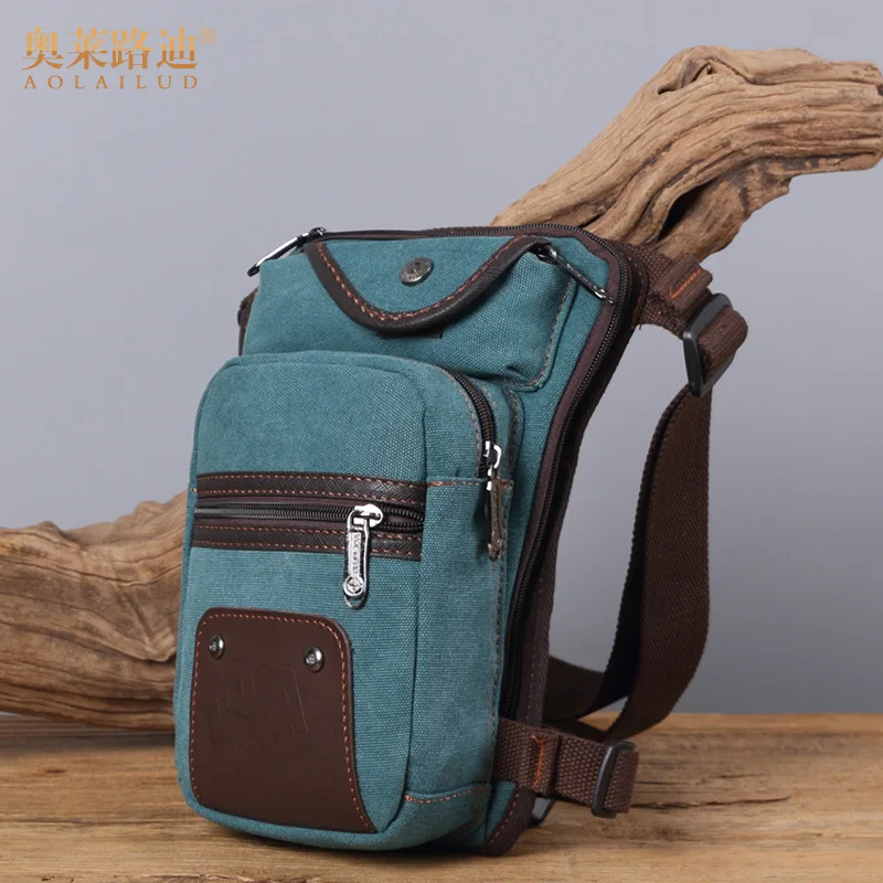 

2019 New Style Europe And America Retro Shoulder Bag Mobile Phone Canvas Bag Outdoor Sports Leg Fashion Canvas Waist Pack