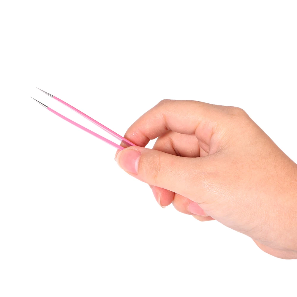 2Pcs/set Straight Curved Tweezers Nippers Nail Art Tools Eyelash Extension Stainless Steel Pointed Clip Makeup Tools