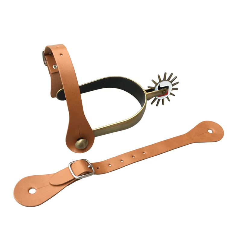 British Style Black Cow Leather Spur Strap Western Style High Imitation Genuine Leather Horse Accessories Equestrian Spurs Strap
