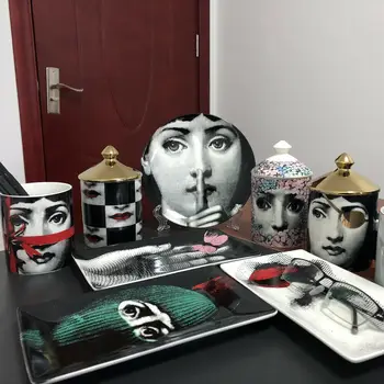 

Creative Human Face Plate Jewelry Storage Dish Ornaments Rectangular Tray Candle Holder Jar Candelabra Home Decoration