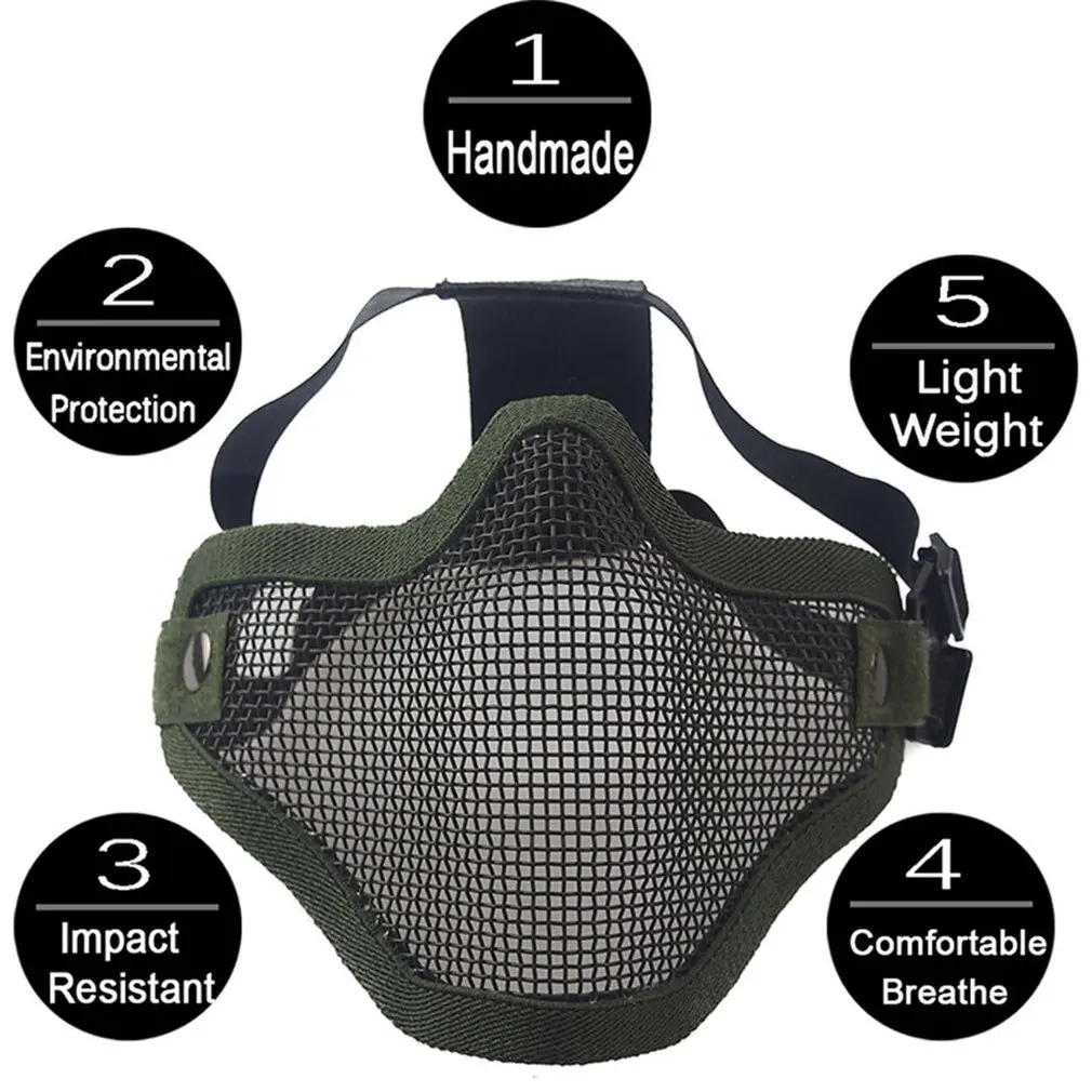 Airsoft Field Wargame Tribal Chief Mask Half Face Metal Steel Net Mesh Hunting Tactical Protective Airsoft Mask