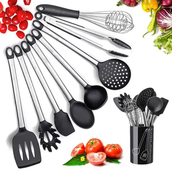 

Meijuner 9Pcs Kitchen Silicone Tools Cook Tools Kitchen Gadgets Cooking Tool Egg Beater Spoon Spatula Brush Kitchenware MJ272