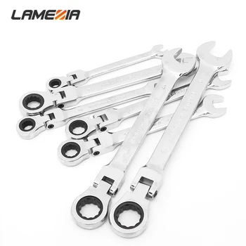 

8-19mm 7pcs/set Unidirectional Adjustable Dual-purpose Wrench Set Matte Ratchet Quick Spanner High-quality Hand Tool Combination