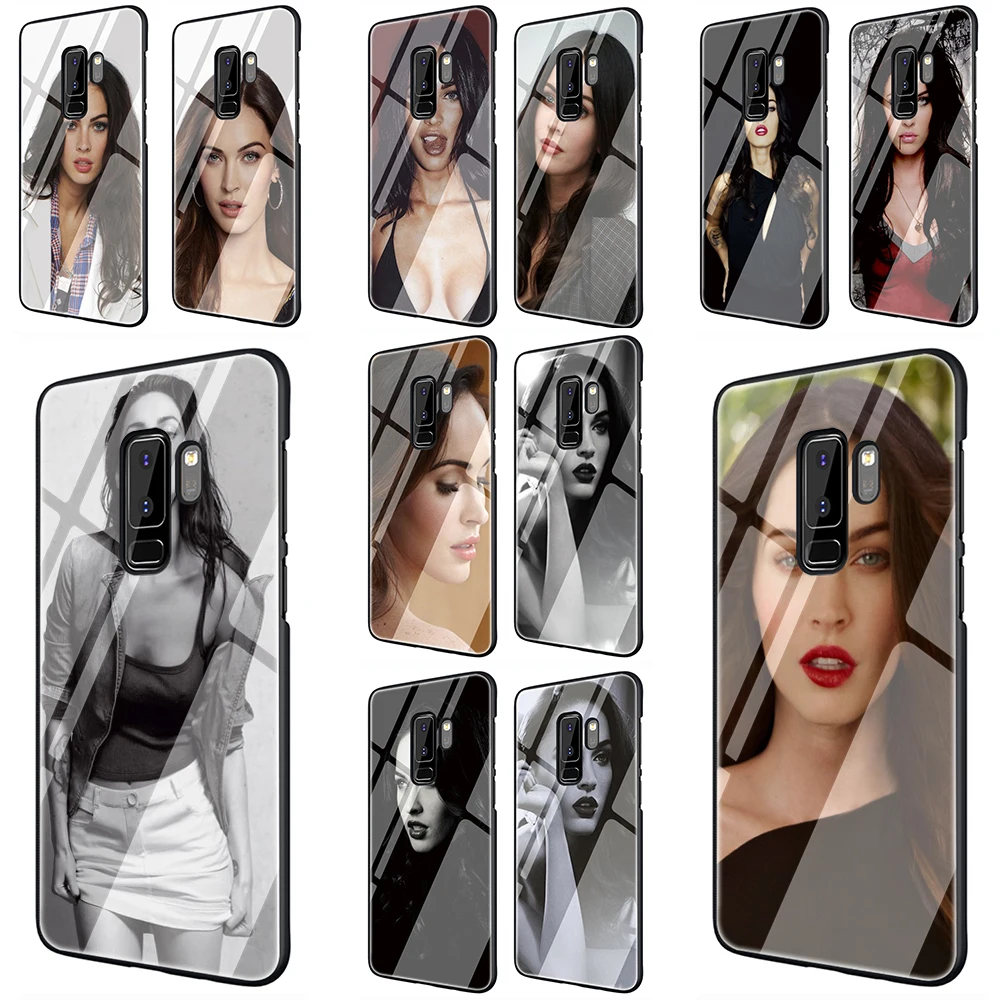 

EWAU Megan Fox Glass Phone Case for Samsung Galaxy S7 8 9 10Plus 10Plus Note8 9 10Plus A10 20 30 40 50 60 70