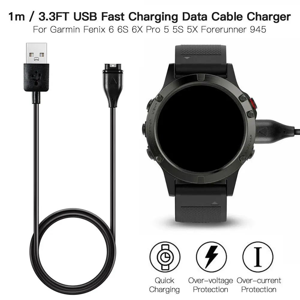 

1m/3.3FT USB Fast Charger Data Cable Wire Charger For Garmin Fenix 6 6S 6X Pro Fenix 5 5S 5X Forerunner 945 935 Vivoactive 3