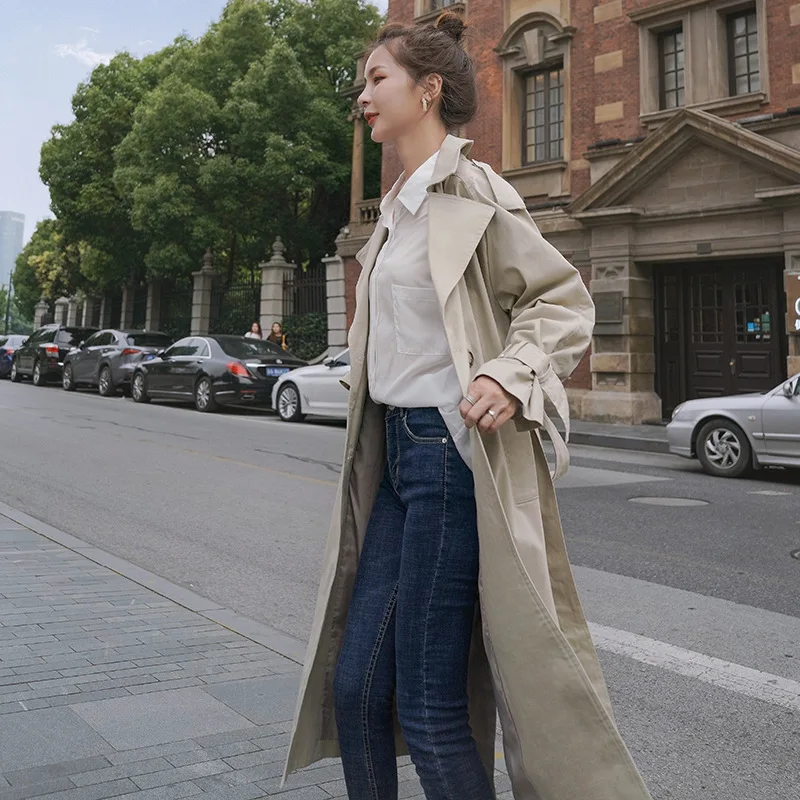 

Trench Coat Women's Mid-length Spring And Autumn 2019 New Style waitmore Coat Korean-style Elegant INS Goddess Western Style Fas