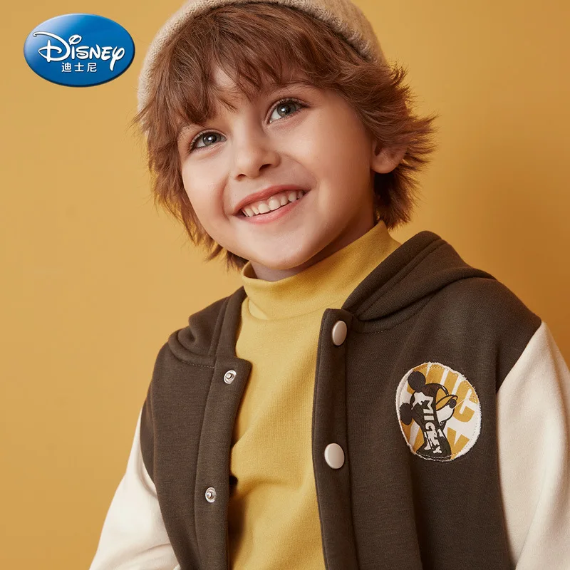 

Disney Kids Plus-back Jacket Autumn and Winter New Mickey Plus Sports Baseball Uniform Children's Warm Top Kids Coat Boys Jacket