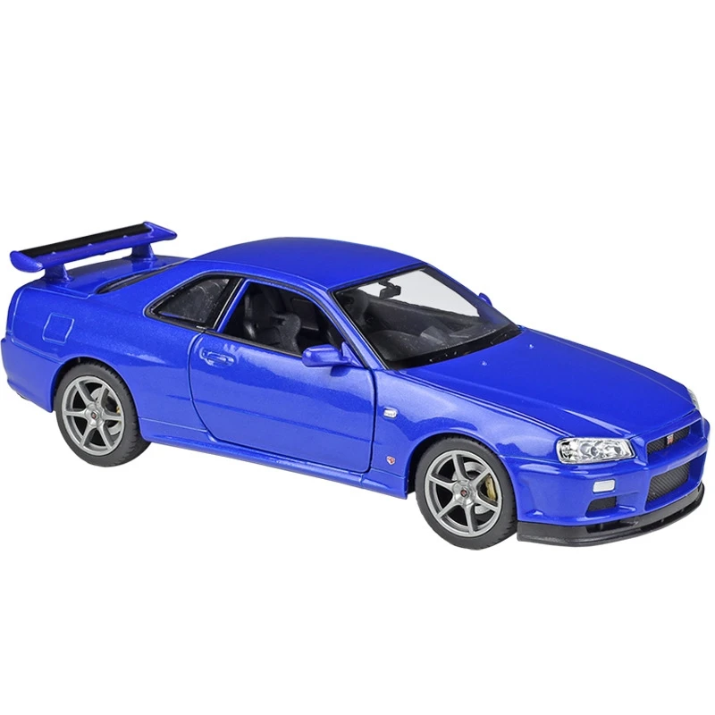 Модель автомобиля WELLY 1:24 Nissan Skyline GT-R R34 из сплава коллекция декоративных поделок