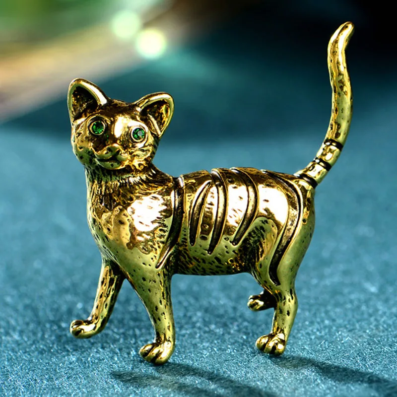 antique gold Zlxgirl, античное серебро, винтажная картонная брошь в форме кошки, броши в виде животных, лучшие рождественские подарки, женские массивные панк хиджабы, заколка на шарф - Окраска металла: antique gold