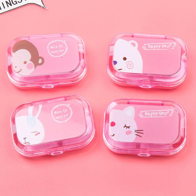 1 Pc Pink 1 шт., чехол для контактных линз ярких цветов, цветные контактные линзы для глаз, коробка для контактных линз на присоске, пинцет, зеркальный набор - Цвет: 1 Pc Pink