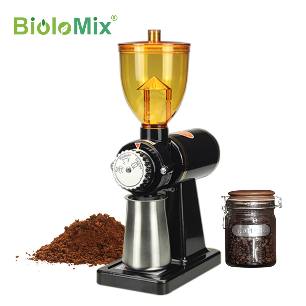 BioloMixElectricCoffeeGrinderMachineCoffeemilllingFlatBurrsGrinderHomeCoffeeBean