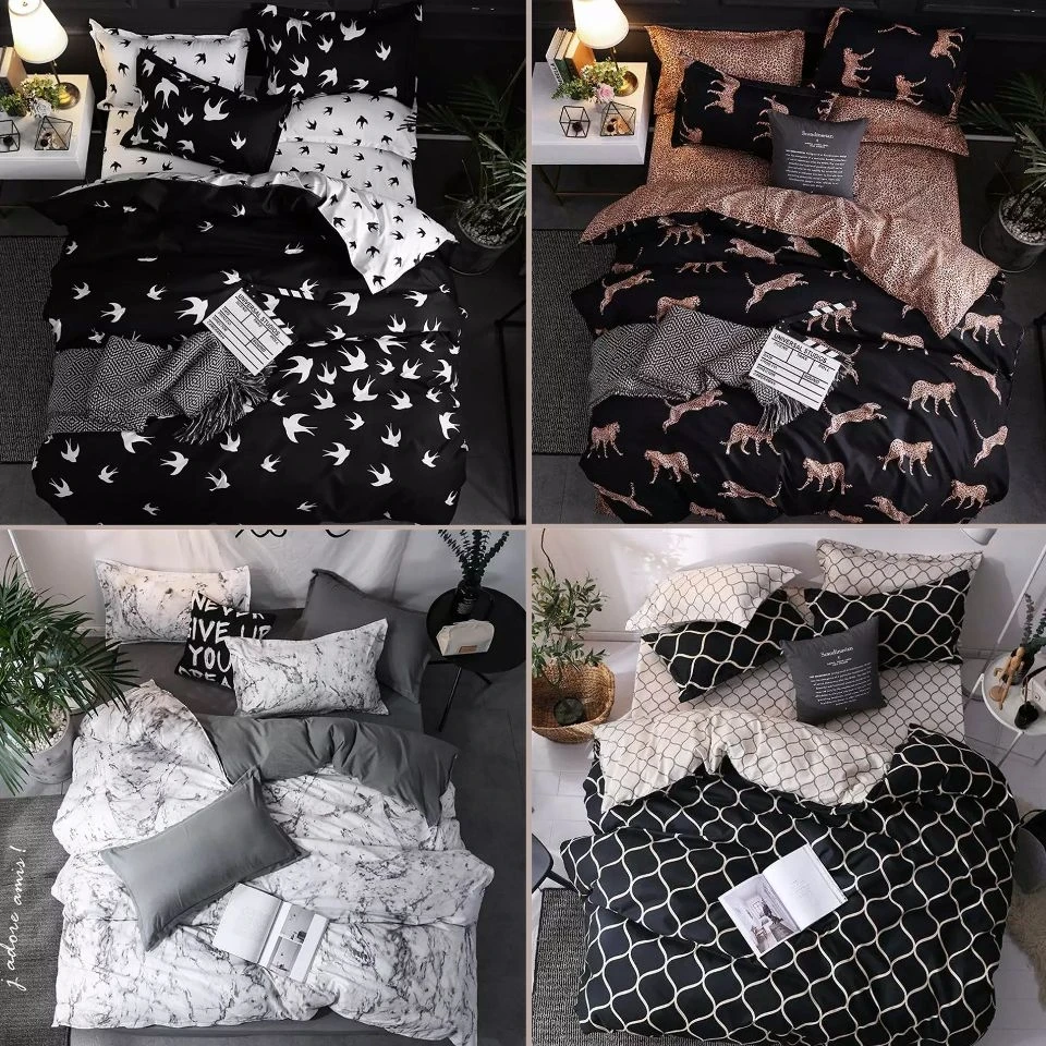 

Marble Bedding Set Leopard Print Bed Linen Black White Figure Twin Queen King Size Duvet Cover Set Luxury European And American