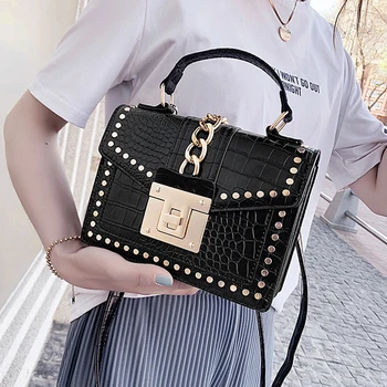 

Stone Pattern PU Leather Small Shoulder Simple Bags For Women 2020 Rivet Lock Crossbody Bag Female Travel Mini Bags Sac a Main
