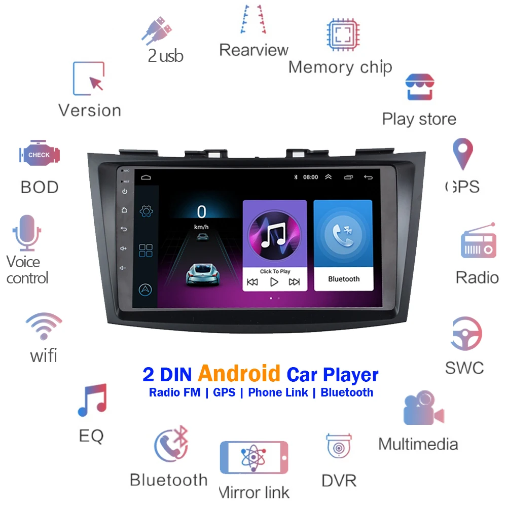 Lelv " Android 8,1 для Suzuki Swift 2011 2012 2013 автомобильное радио dvd Навител gps мультимедийный плеер Автомобильный экран android