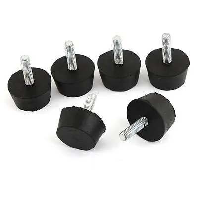 

6 Pcs Rubber Screw On Type M8 40mm Head Diameter Handle Knob Black