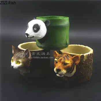 

CREATIVITY SMALL FLOWER POT DESKTOP TRASH CAN ANIMAL ASHTRAY MINI VASE PANDA ASHTRAY TIGER SMALL FLOWER POT GIFT FOR BOYFRIEND