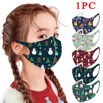 

1PC Children Reusable Mouth Mask Princess Girls Outdoor Cotton Animal Christmas Print Dust-proof Smog Mask Mouth Cover Washable