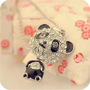 Горячая свитер ожерелье s ювелирные изделия Стразы ожерелье с подвеской в виде панды женские хрустальные аксессуары