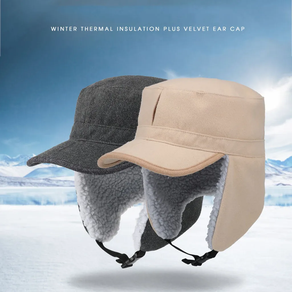 Зимняя теплая шапка с помпоном, кашемировая ушанка, зимняя теплая ...