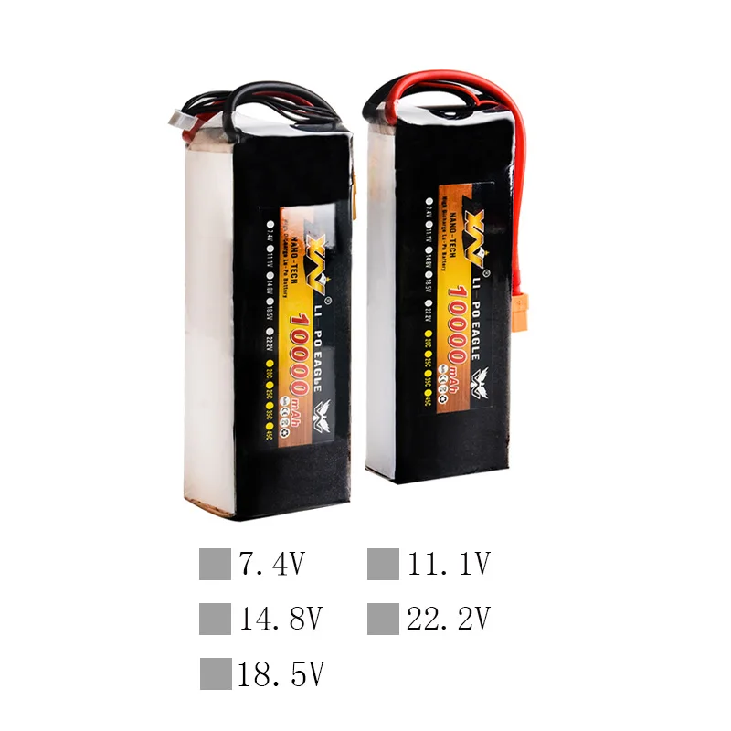 YW Lipo батарея 7,4 V 11,1 V 14,8 V 22,2 V 10000mAh 30C Max 35C XT60 вилка 2S 3S 4S 6S для Rc квадракоптер uav дроны, Радиоуправляемый вертолет