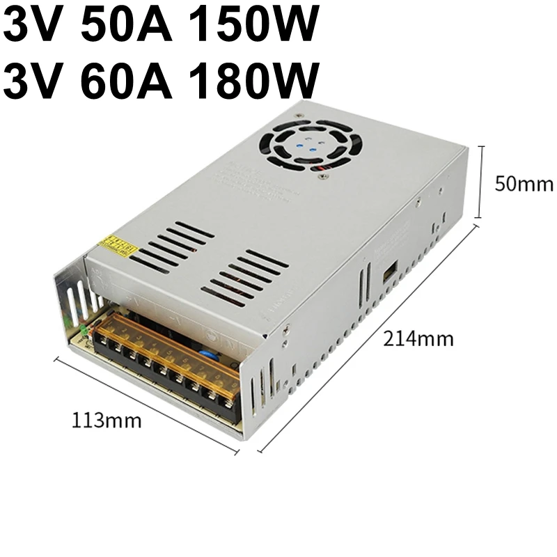 

3V 50A 60A regulated switching power supply 110V 220V ac to dc transformer 150W 180W industrial monitoring system switch driver