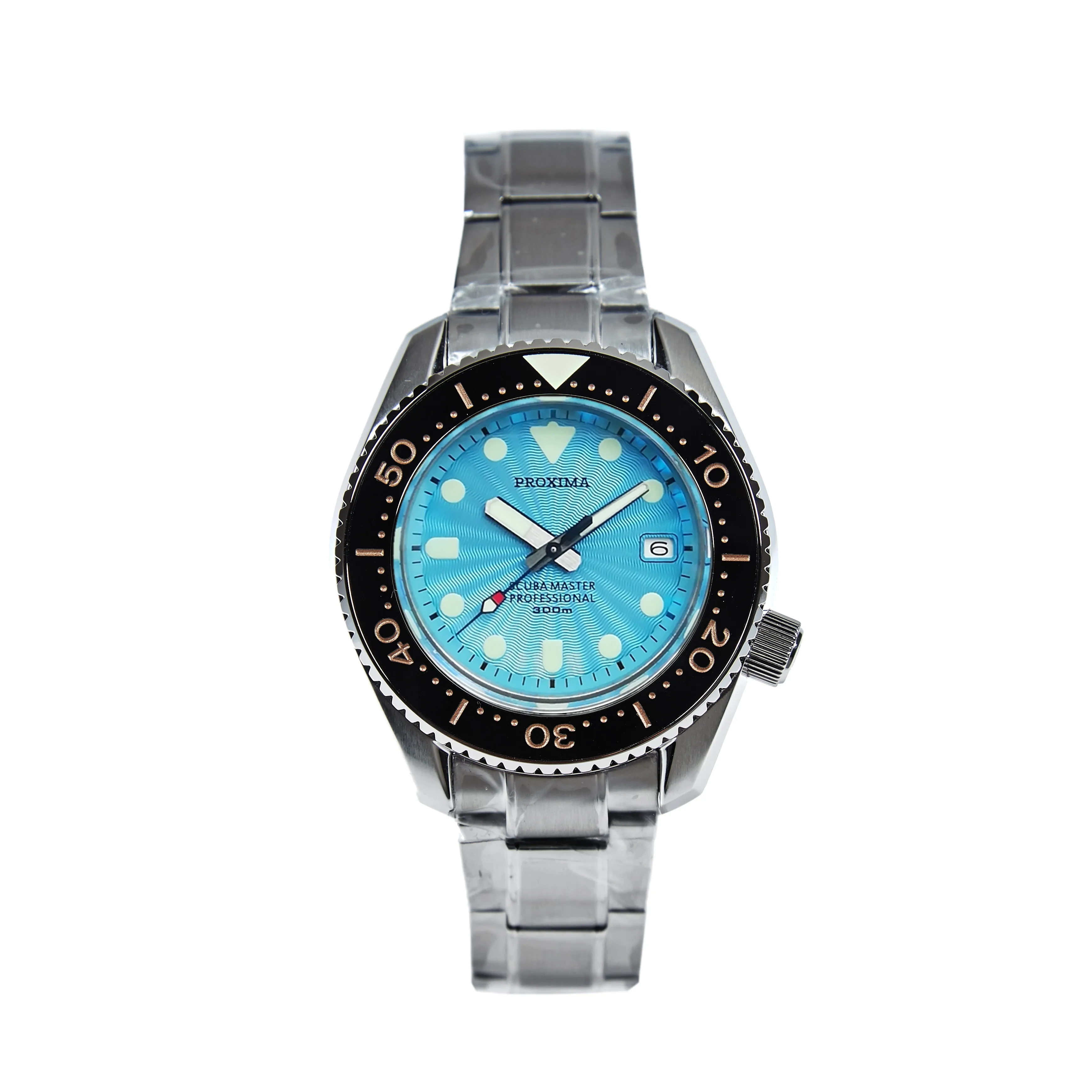 Proxima SBDX001 NH35 Tuna Diver автоматические наручные часы MarineMaste Wave синий циферблат V1 - Цвет: dot gold insert