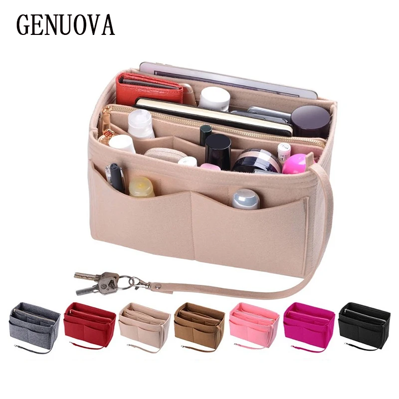 

Handbag Travel Inner Purse Women Toiletry Multi-functional Felt Insert Bag Organizer Make Up Cosmetic Bag Necessary Felt Bags