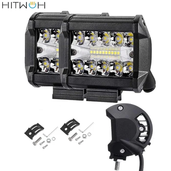 

LED Bar LED Light Bar 4 Inch 60w 12000lm Driving Fog Off Road Lights Triple Row Waterproof Spot Flood Combo Beam LED Cubes