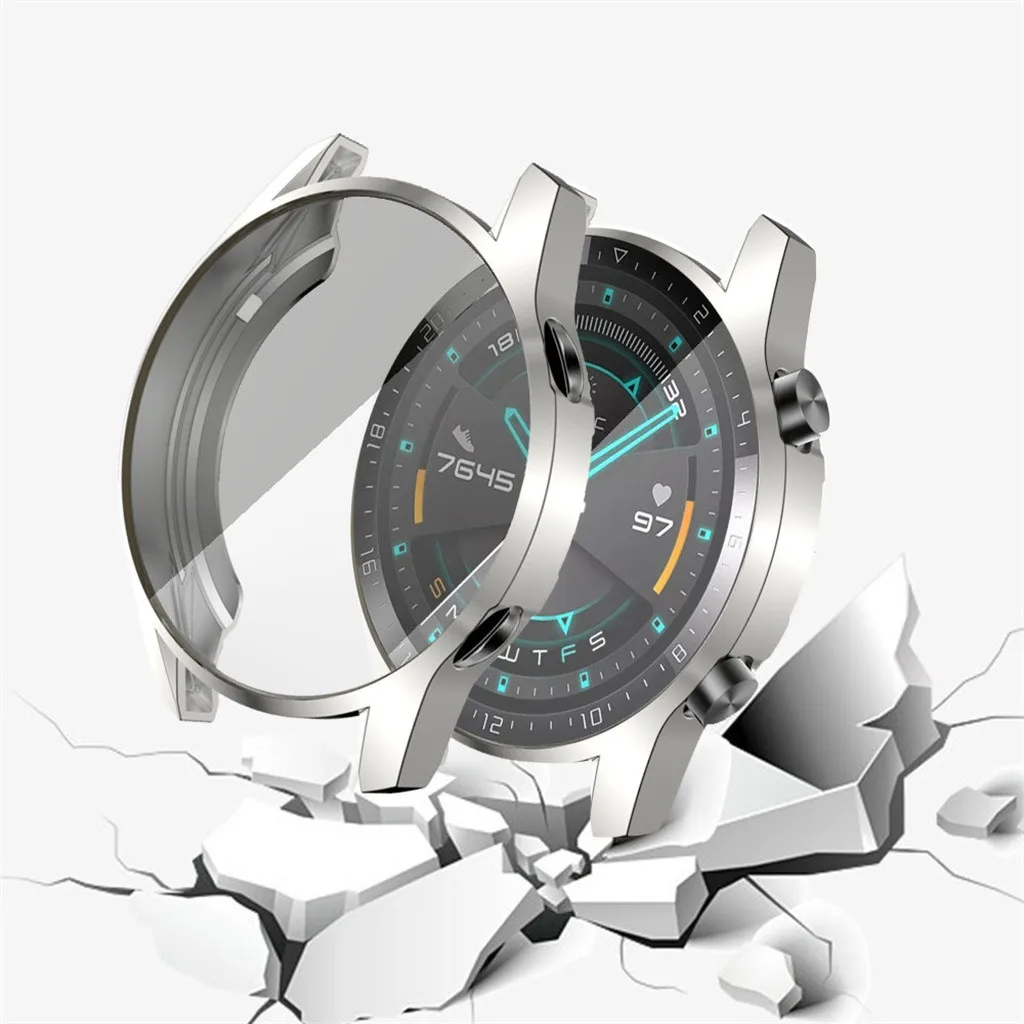 Mosunx ультра тонкий Гальванизированный прозрачный ТПУ мягкий чехол для huawei Watch GT2 46 мм предотвращает царапины ударов, Ультратонкий чехол
