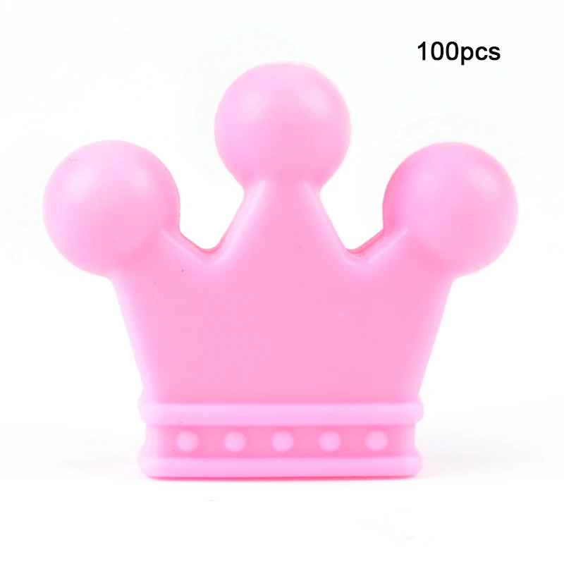 pink LOFCA 100 короны из силиконовых шариков, не содержащих бисфенола-а, Еда Класс Силиконовые Прорезыватели для зубов детские жевательные игрушки-прорезыватели игрушка «сделай сам» для соски-пустышки аксессуар - Цвет: pink