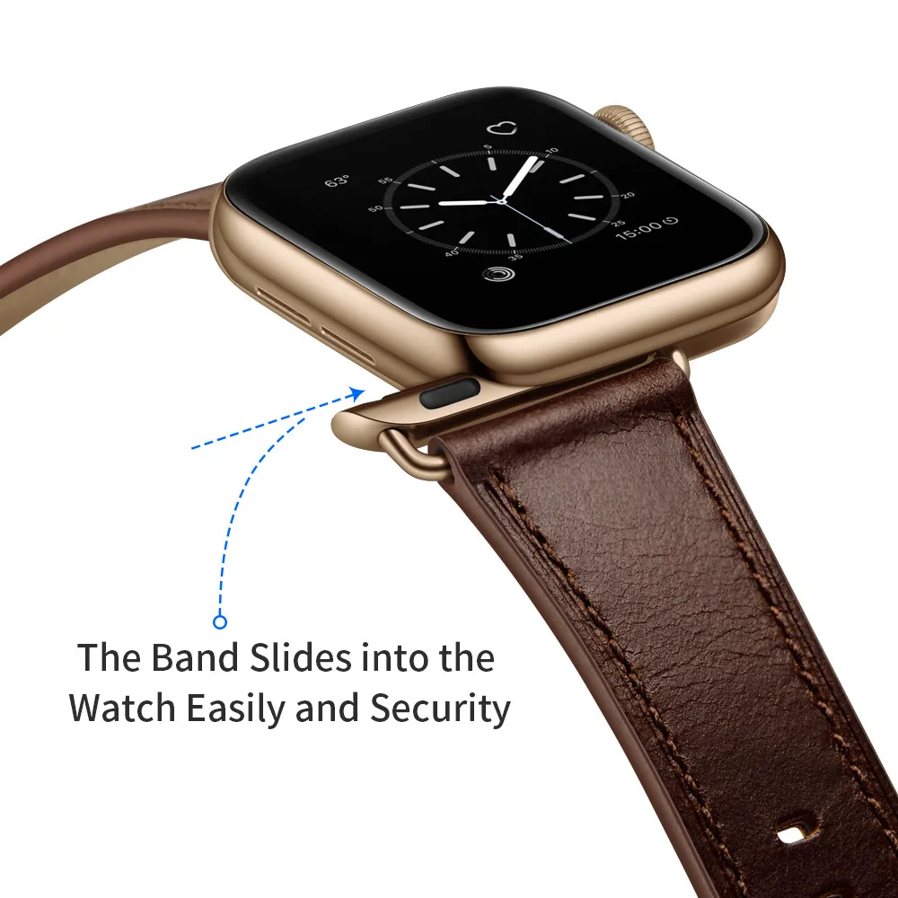 Ремешок для часов из натуральной кожи для Apple Watch 5, 4, ремешок, 40 мм, 44 мм, 38 мм, 42 мм, для женщин и мужчин, металлический ремешок с пряжкой, браслет для iwatch 1, 2, 3