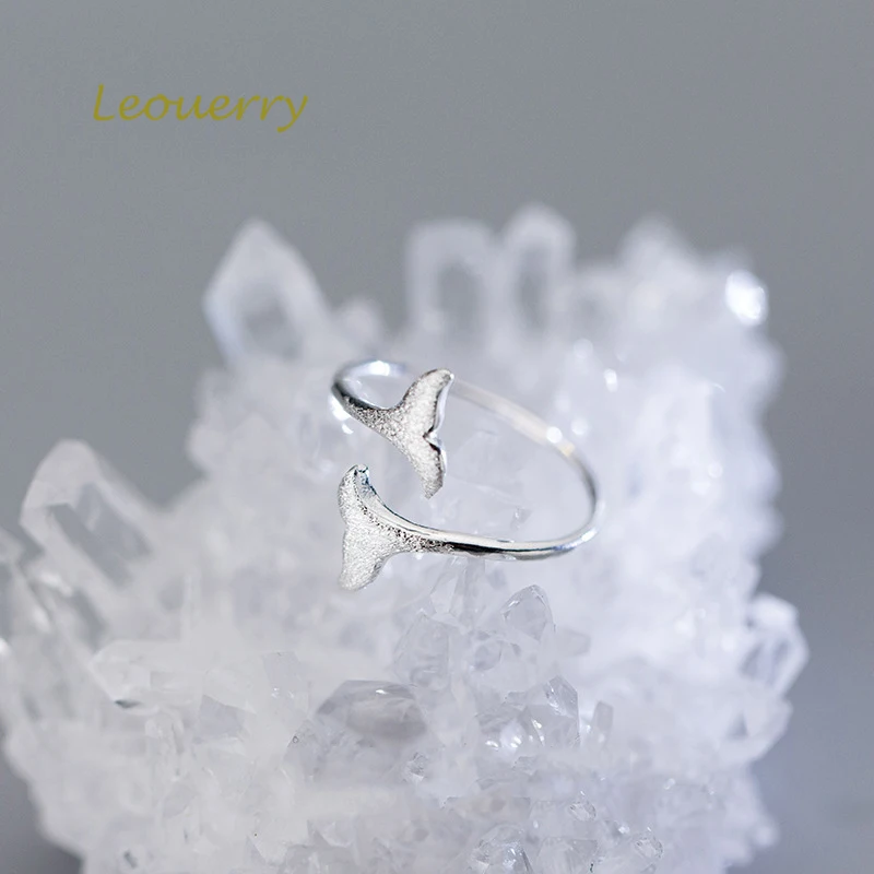 Leouerry, 925 пробы, серебряное, двойное, рыбий хвост, открытые кольца, для женщин, элегантное, Русалка, серебряное кольцо, для свадьбы, вечеринки, хорошее ювелирное изделие, подарок
