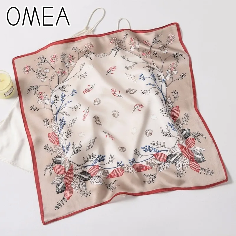 OMEA 100% натуральный шелк маленький квадратный шарф весенний цветочный роскошный