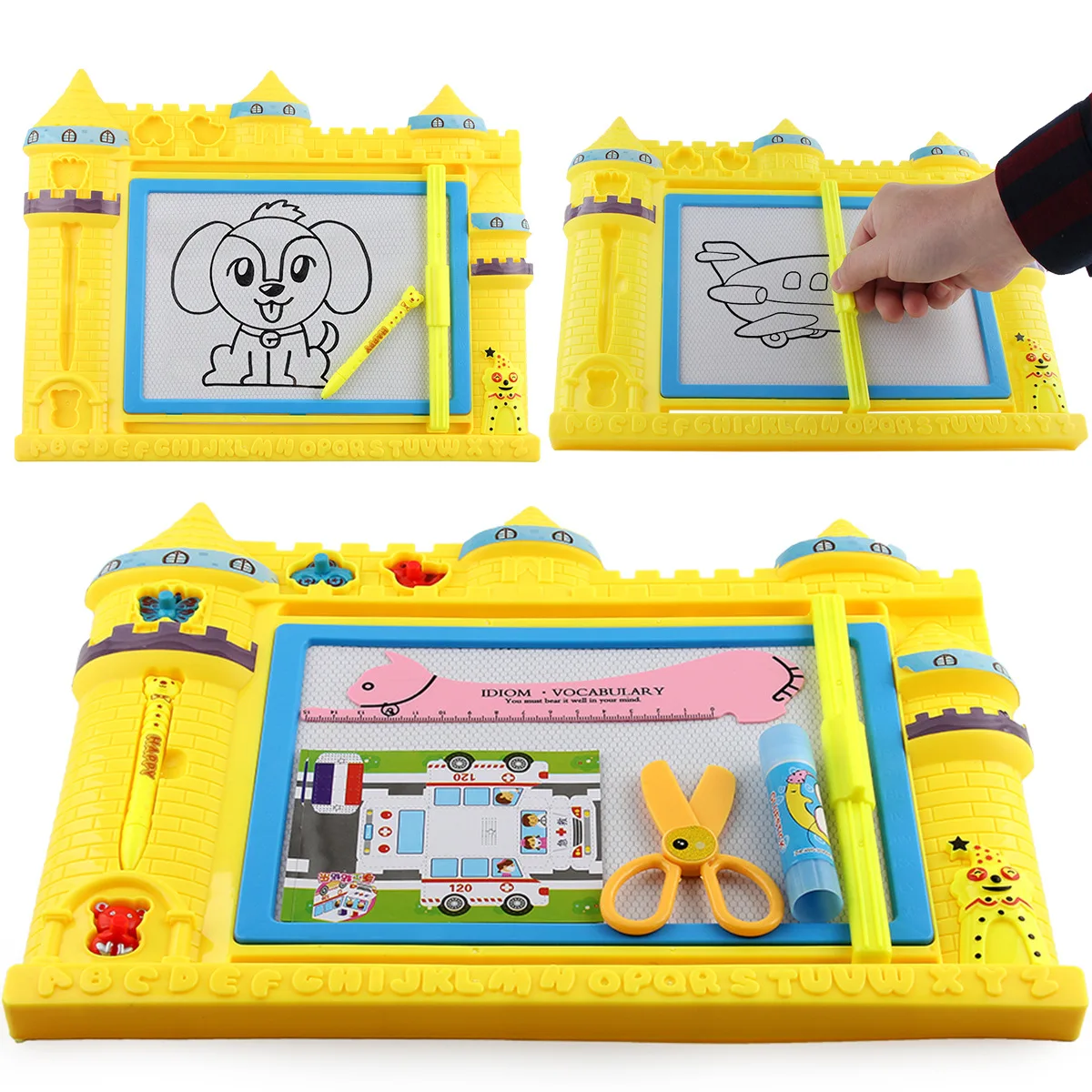 

12 Pieces Children Color Magnetic House Writing Board Early Education Graffiti Magnetic Drawing Board CHILDREN'S Black And White