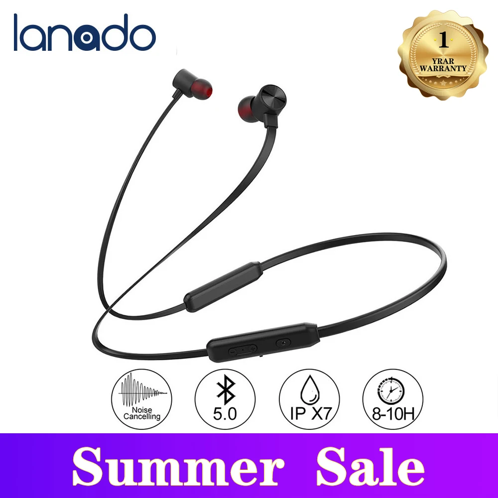 Беспроводные спортивные наушники Lanado Bluetooth V5.0 водонепроницаемая гарнитура IPX7 с