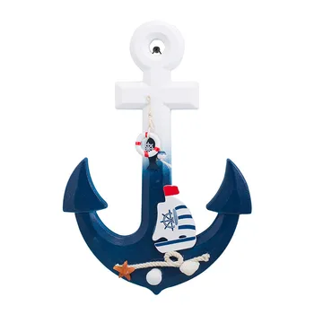 

32cm/28cm Home Decoration Wall Hanging Nautical Decor Anchor Boat Ship Steering Blue Mediterranean Decorationn Craft Figurine