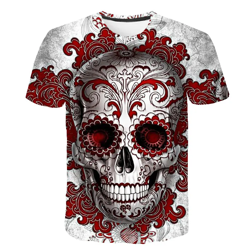 BZPOVB Новая мужская летняя футболка с принтом черепа Мужская футболка с коротким рукавом 3D футболка Повседневная дышащая футболка плюс размер футболка - Цвет: TX-3160