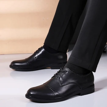 

men dress shoes formal business male flats men's oxfords shoes size 38-46 lace up wedding genuine leather shoes Sapato Masculino